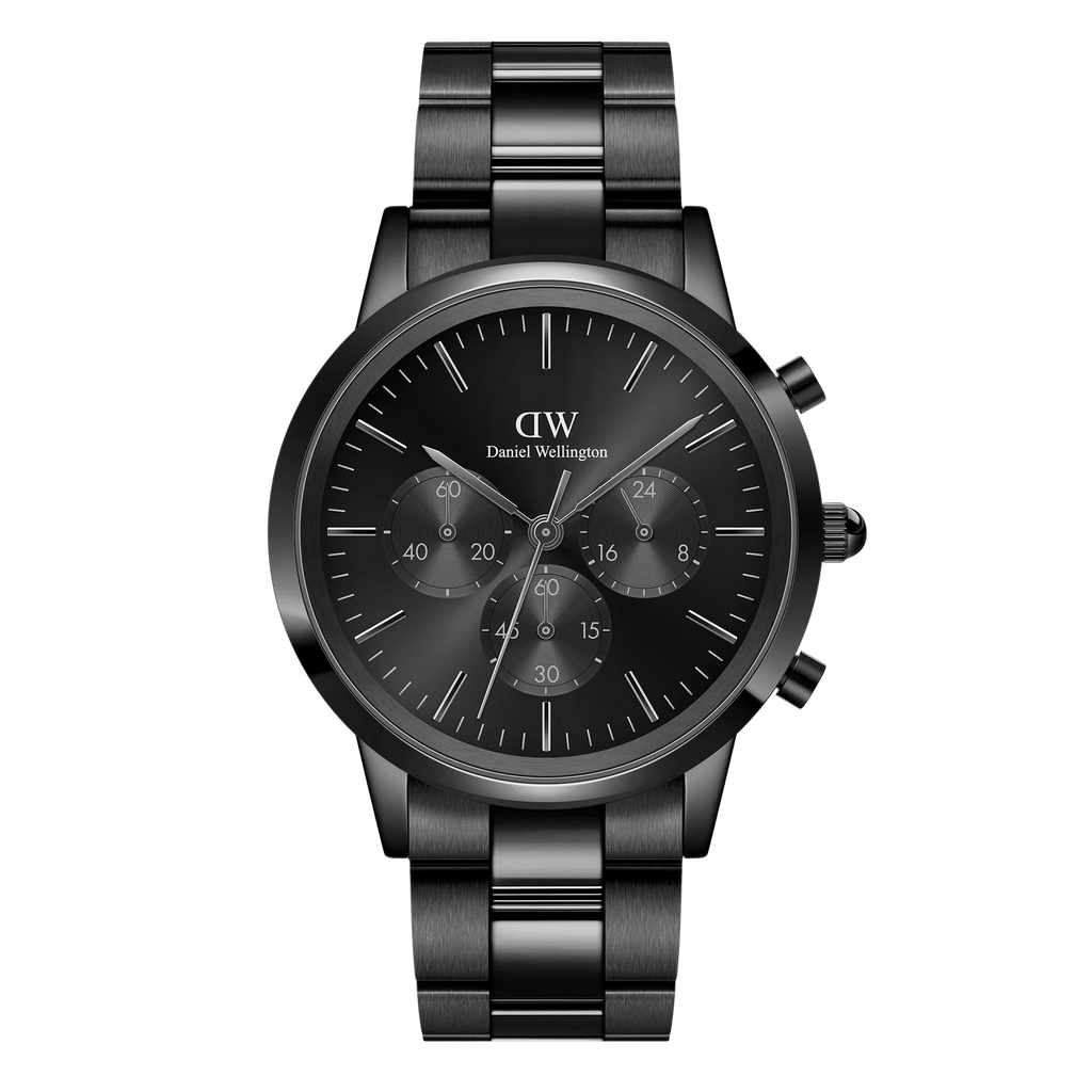 Orologio Daniel Wellington Iconic Chronograph Link Onyx Black DW00100642 Vista Frontale | CICCO Gioielleria