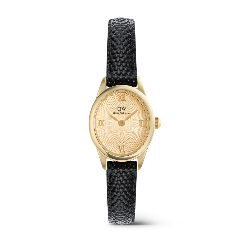 DW00100897 - Ophelia Mini Black Lizard Unitone Guilloché Gold