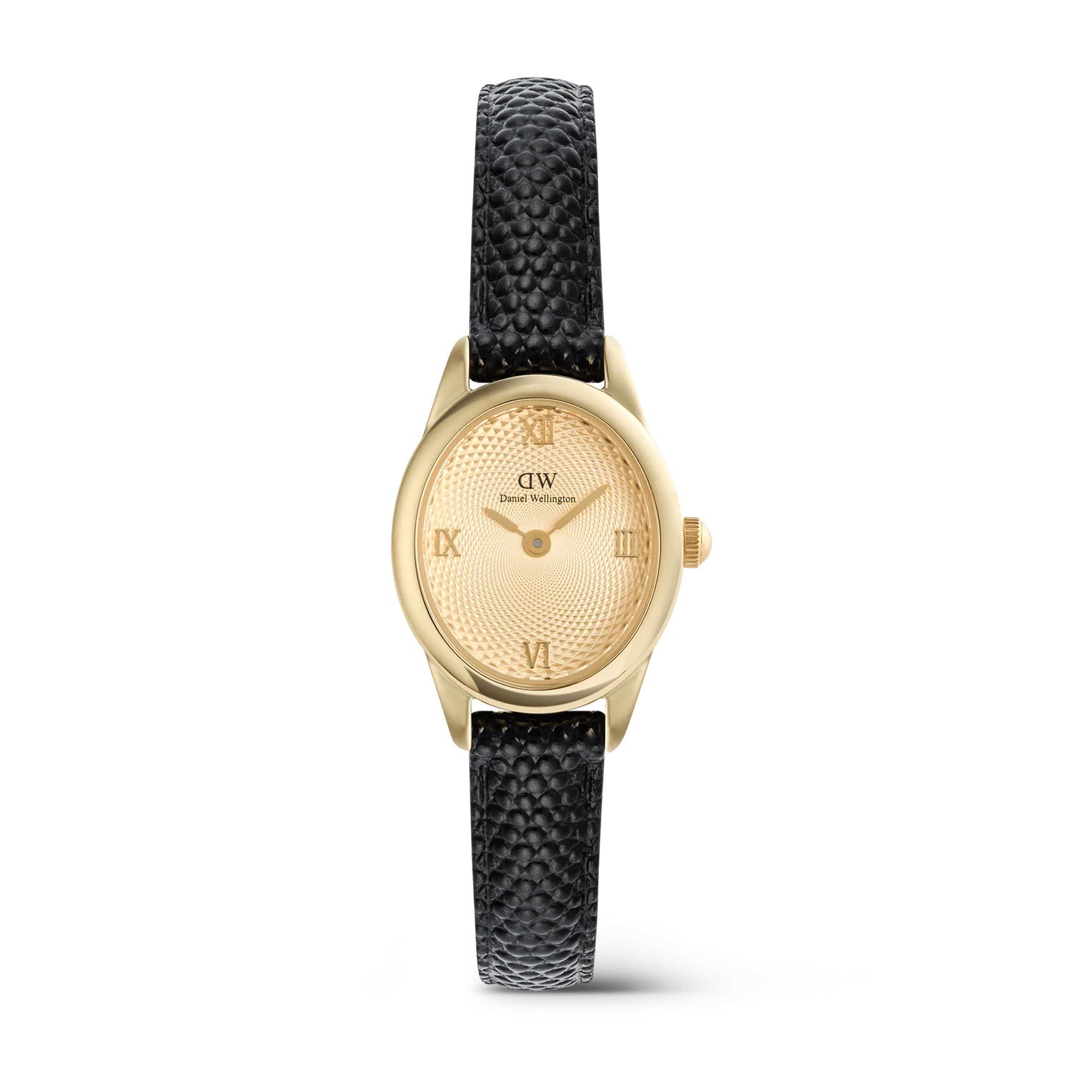 DW00100897 - Ophelia Mini Black Lizard Unitone Guilloché Gold