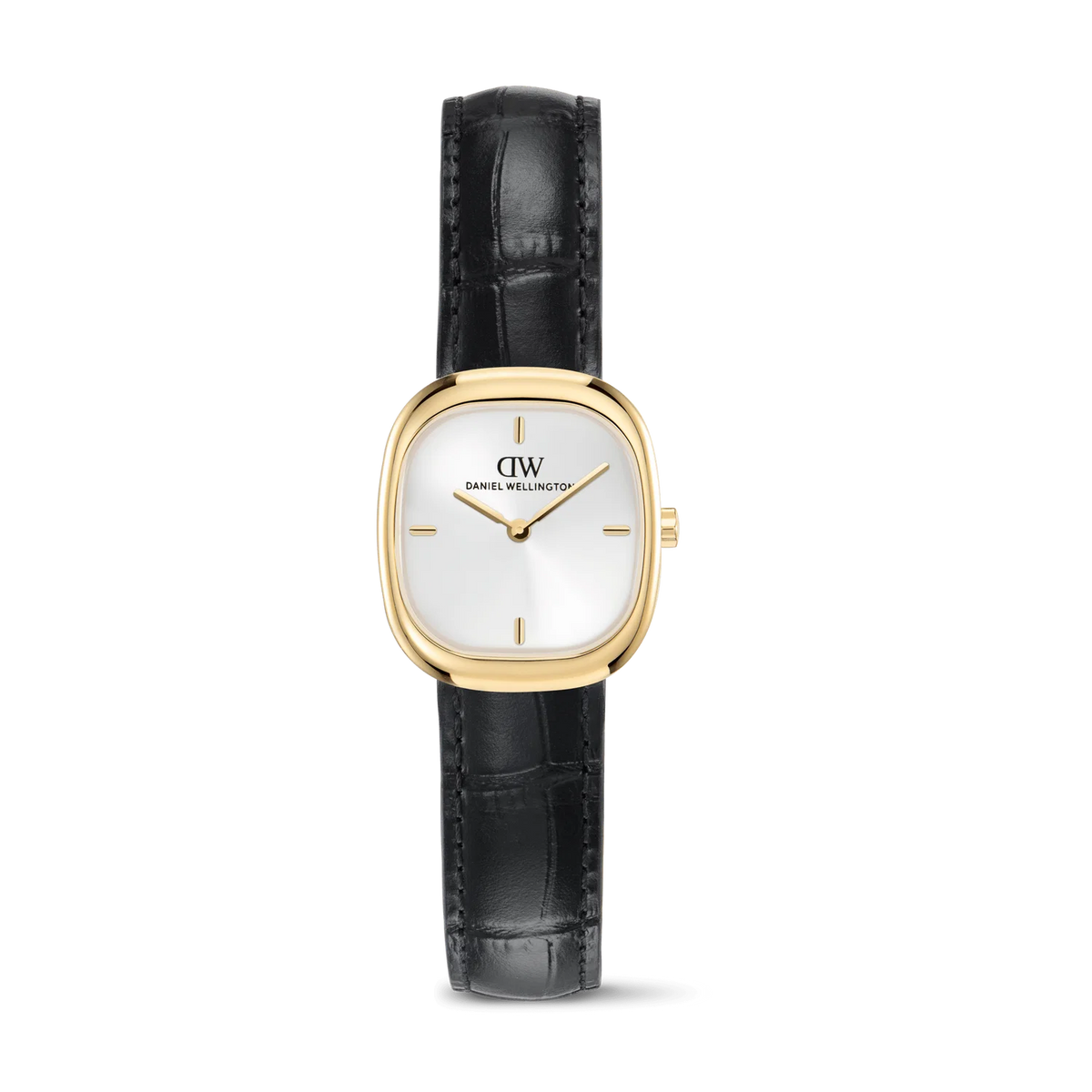 Daniel Wellington Corta DW00100995 – Orologio donna croc nero gold su sfondo neutro – CICCO Gioielleria