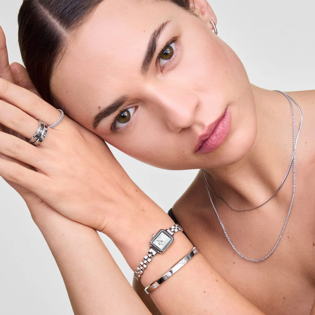 Orologio Daniel Wellington Quadro Mini Arch 3-Link White Sunray Silver – Indossato – Cicco Gioielleria