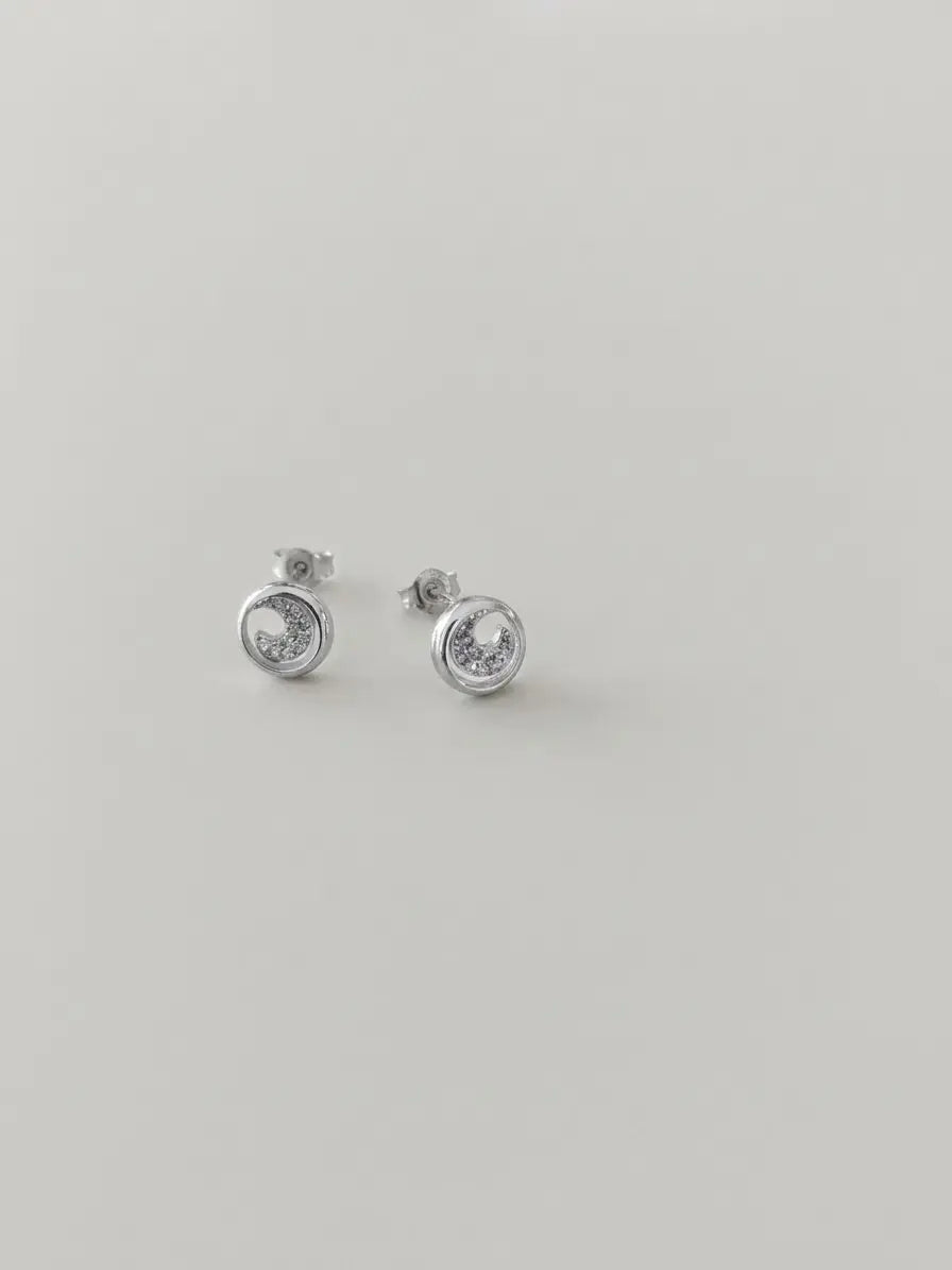 Orecchini a luna in argento 925 con zirconi OR0111, CICCO Gioielleria.