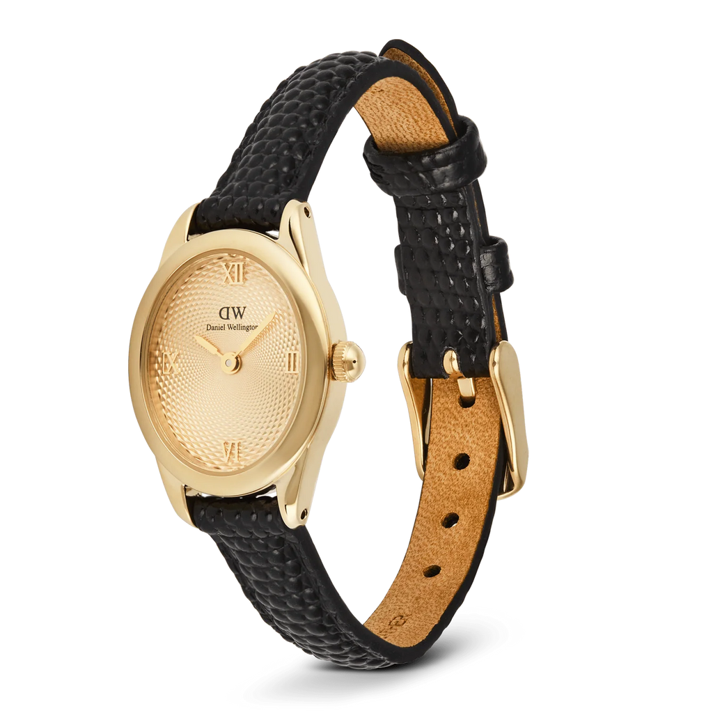 DW00100897 - Ophelia Mini Black Lizard Unitone Guilloché Gold