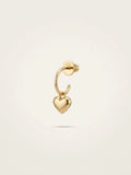 Monorecchino CICCO925 OR0154 in argento 925 dorato con cerchietto e cuore pendente liscio e lucido su sfondo chiaro, CICCO Gioielleria.