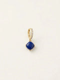 Monorecchino CICCO925 OR0153 in argento 925 dorato con lapislazuli blu a rombo e cerchio con zirconi su sfondo chiaro, CICCO Gioielleria.