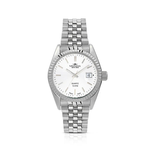 Mondia Icon Lady Jubilee MS020019 | Orologio Donna 30mm Quadrante Bianco Bracciale Jubilee Acciaio Vista Frontale | Gioielleria CICCO
