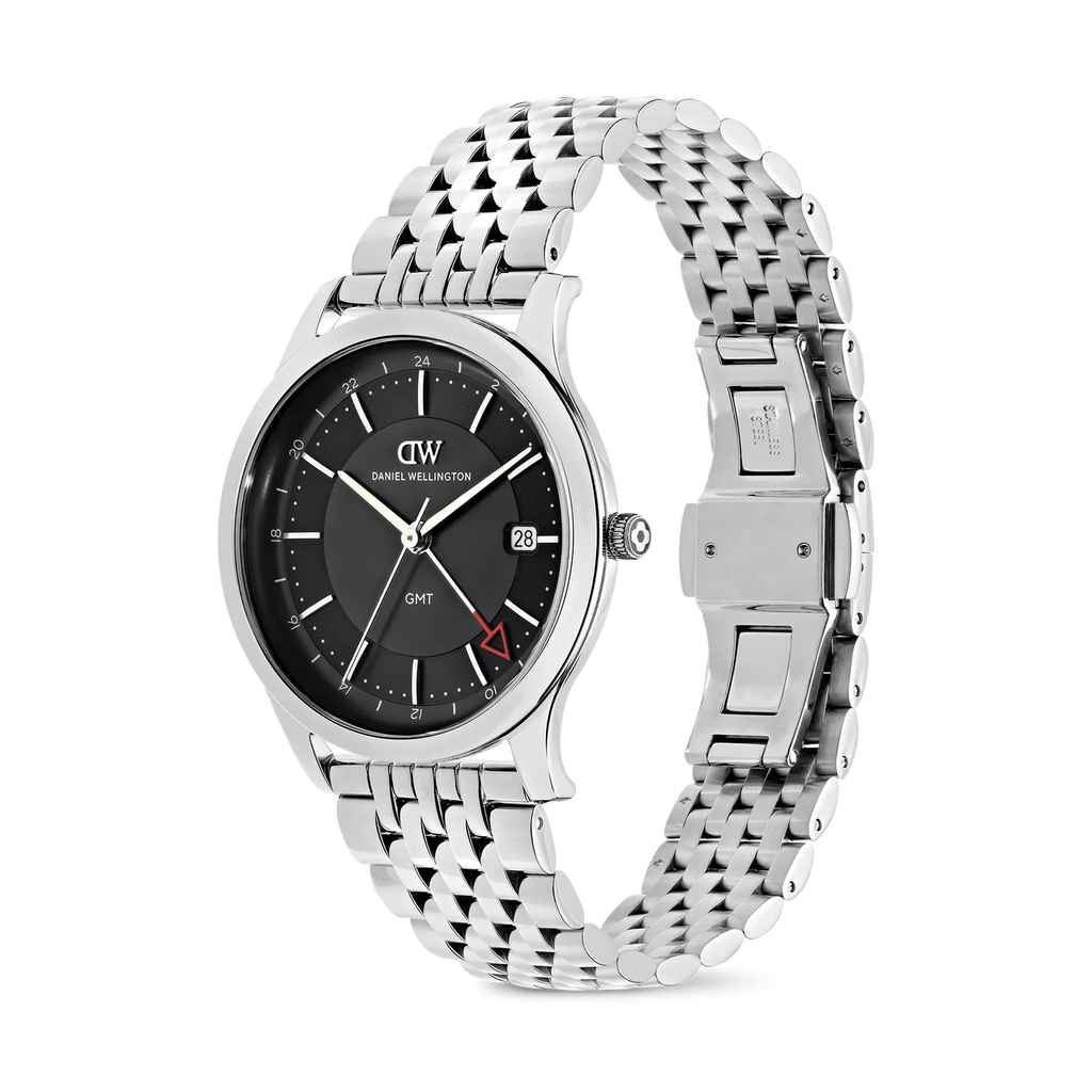 Daniel Wellington DW00100978 vista laterale – Bracciale acciaio silver e quadrante nero al polso