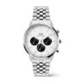 Orologio Daniel Wellington Iconic Chronograph Arch 5-Link Off-White Panda Silver DW00100872 Vista Frontale | CICCO Gioielleria