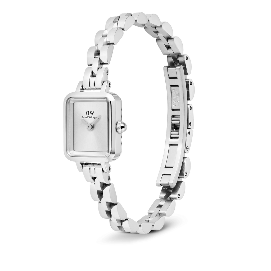 Orologio Daniel Wellington Quadro Mini Arch 3-Link White Sunray Silver – Vista laterale – Cicco Gioielleria