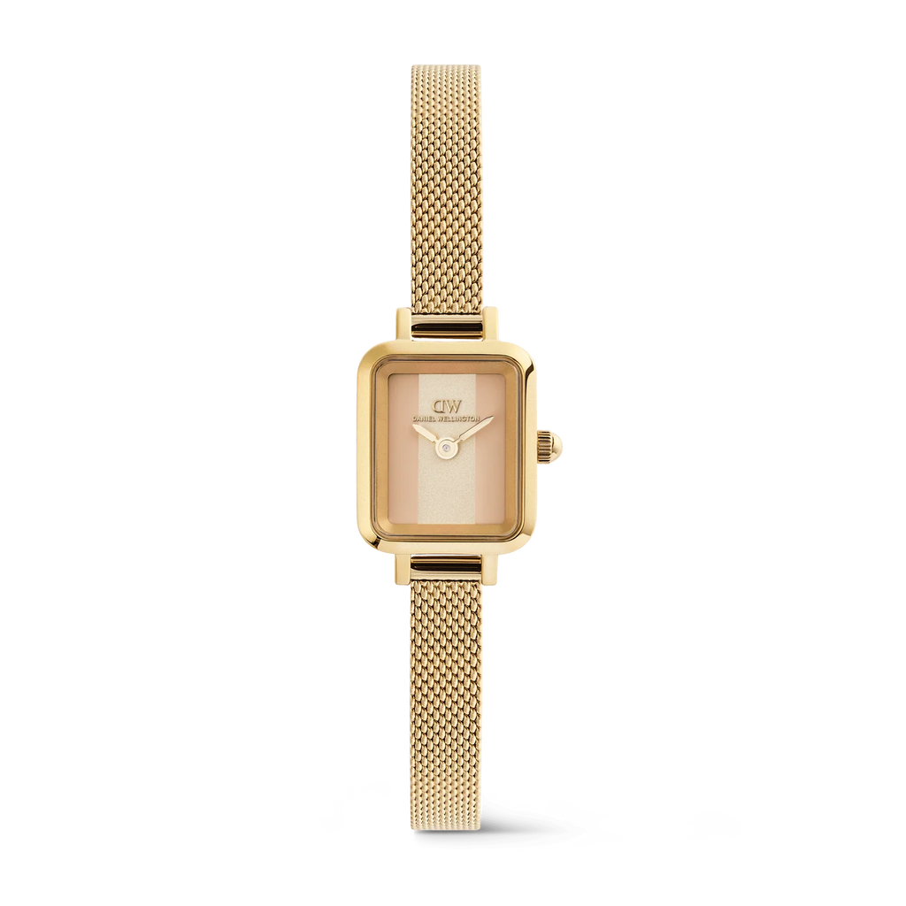 Daniel Wellington Quadro Mini DW00100961 – Orologio donna bracciale mesh oro su sfondo neutro