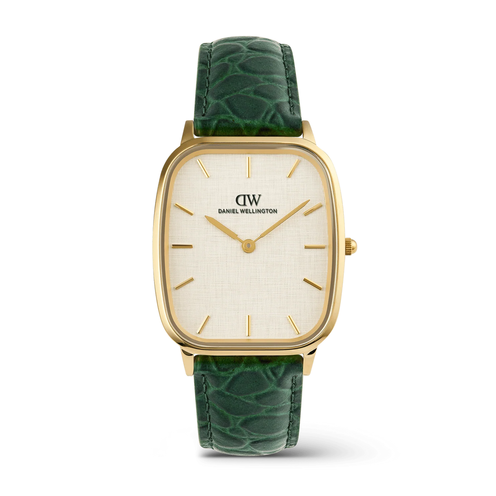 Daniel Wellington DW00100954 Marlon – Orologio uomo cassa cushion gold quadrante linen panna cinturino pelle verde croc da CICCO Gioielleria