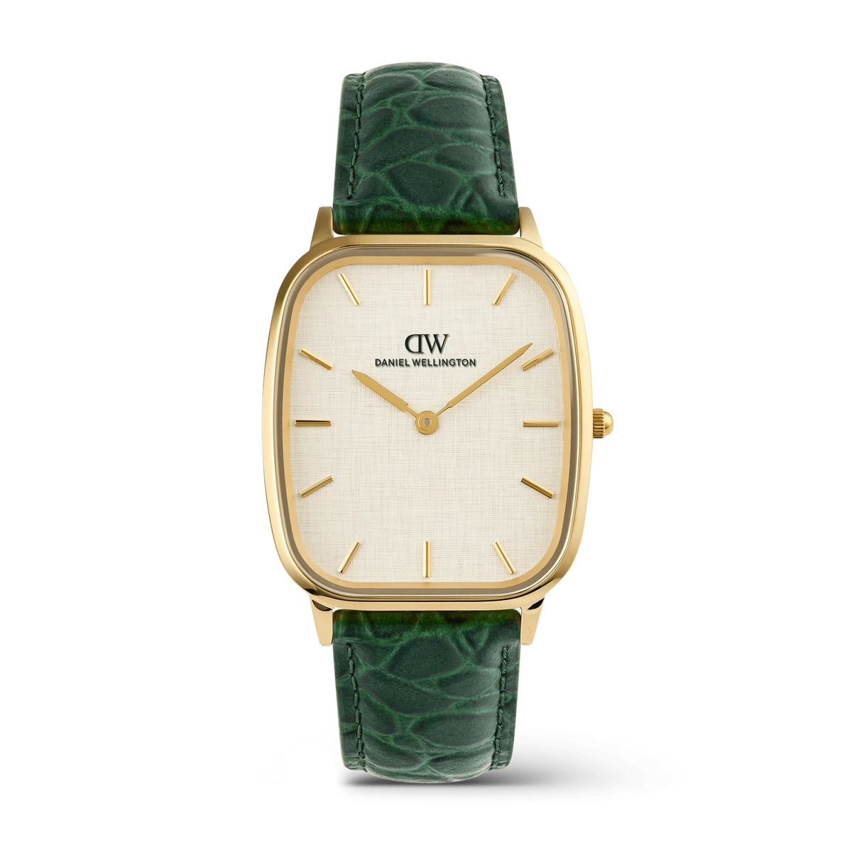 Daniel Wellington DW00100954 Marlon – Orologio uomo cassa cushion gold quadrante linen panna cinturino pelle verde croc da CICCO Gioielleria