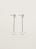 Orecchini pendenti OR0155 in argento 925 con catenina sottile e stella a cinque punte, su sfondo chiaro. CICCO Gioielleria.