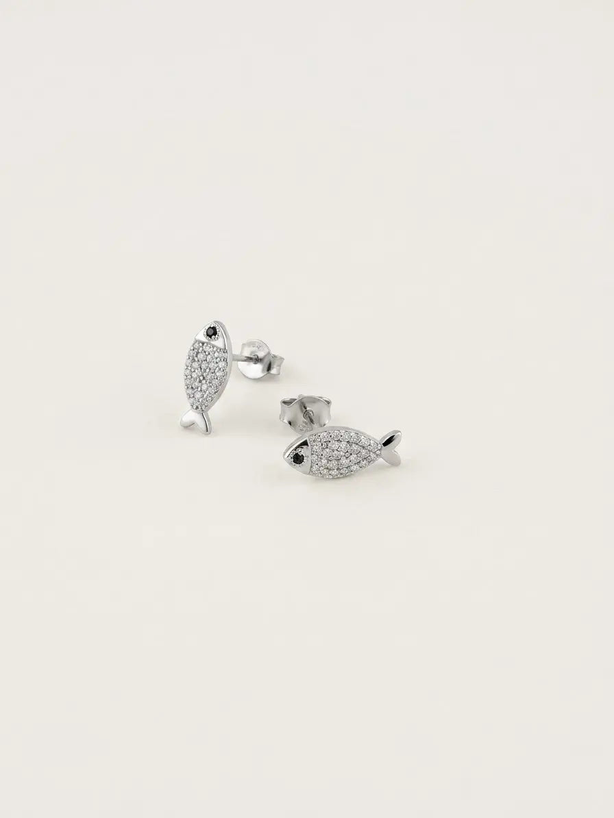 Orecchini a pesce in argento 925 con zirconi OR0110, CICCO Gioielleria.