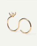 Anello PDPAOLA AN01-A27-14 in argento sterling placcato oro 18K con zirconi bianchi su sfondo neutro, CICCO Gioielleria