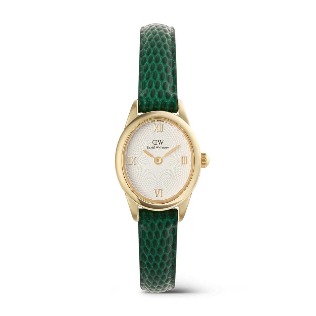 DW00100892 - Ophelia Mini Green Lizard White Guilloché Gold