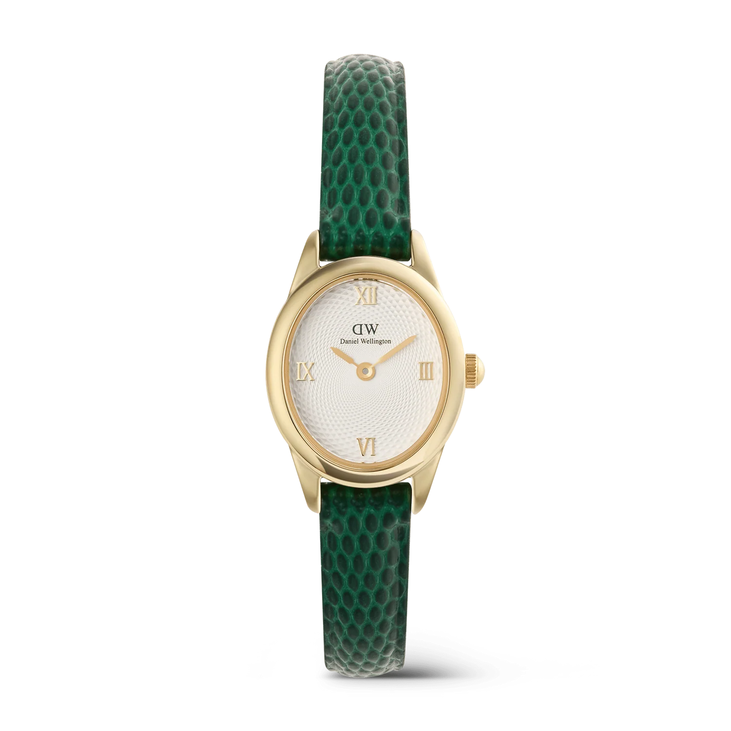 DW00100892 - Ophelia Mini Green Lizard White Guilloché Gold