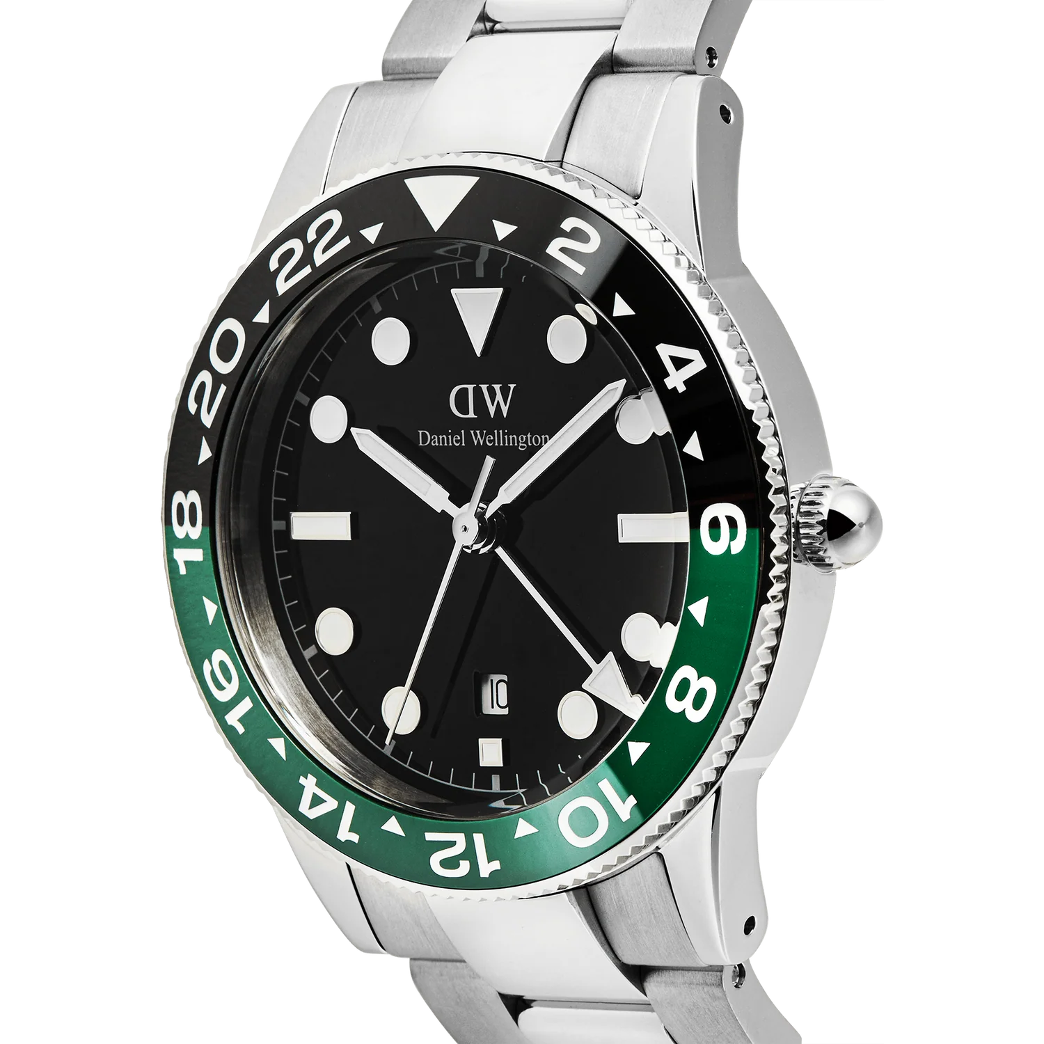 DW00100920 - Iconic GMT Link Black Green Ceramic Bezel Silver