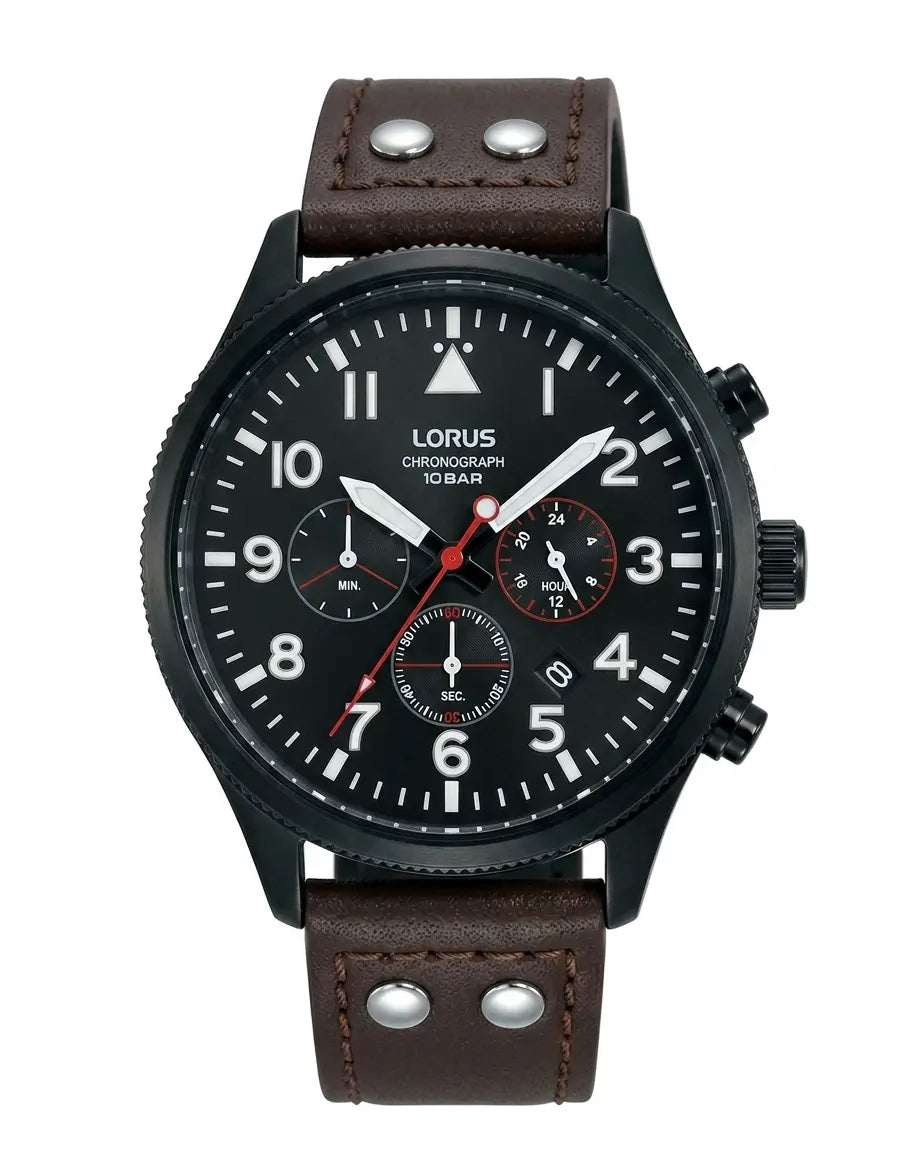 Orologio Lorus Dress RT367JX9 – Cronografo uomo quadrante nero cinturino pelle marrone – Cicco Gioielleria