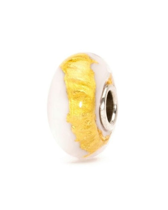 Trollbeads Chakra Corona TGLBE-20045 – Perla in vetro di Murano bianco e oro 22kt con argento 925