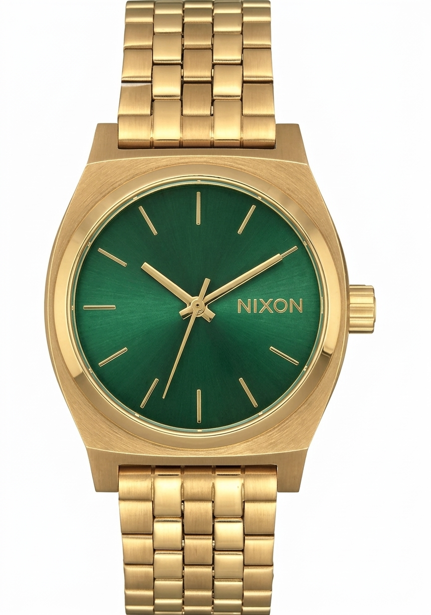 Nixon Medium Time Teller A1130-1919 | Orologio Donna Oro/Verde Quadrante Analogico 31mm Vista Frontale | Gioielleria CICCO
