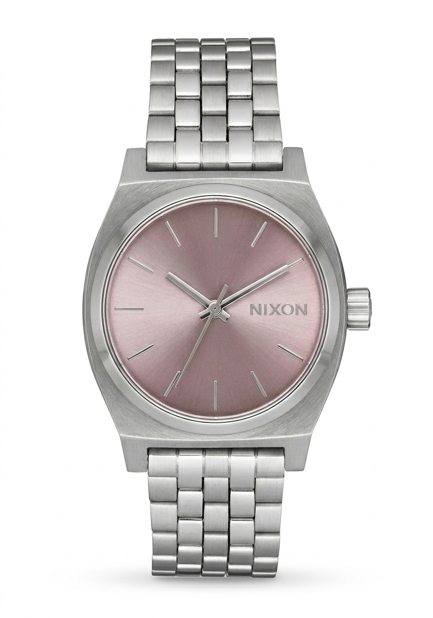 Nixon Medium Time Teller A1130-2878 | Orologio Donna Argento/Rosa Quadrante Analogico 31mm Vista frontale | Gioielleria CICCO
