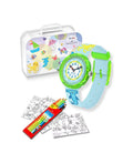 Set regalo Flik Flak FBNP232 Colour in Neon x Faber-Castell – Valigetta, orologio, pastelli e fogli da colorare – CICCO Gioielleria