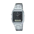 Casio Vintage AQ-230A-1DMQYES orologio ana-digi doppio fuso acciaio stile anni 80 unisex