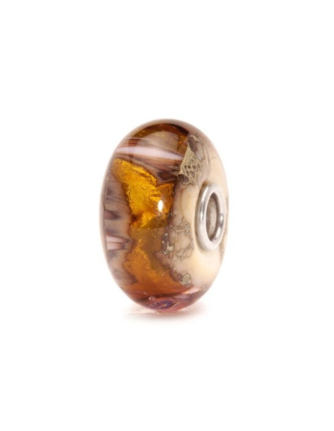 Trollbeads Grotta d'Oro TGLBE-20047 – Perla in vetro di Murano dorato con anima in argento 925