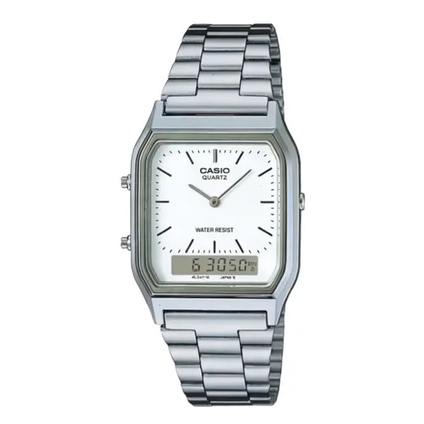 Casio Vintage AQ-230A-7DM – orologio analogico-digitale con cinturino in acciaio inox a contrasto