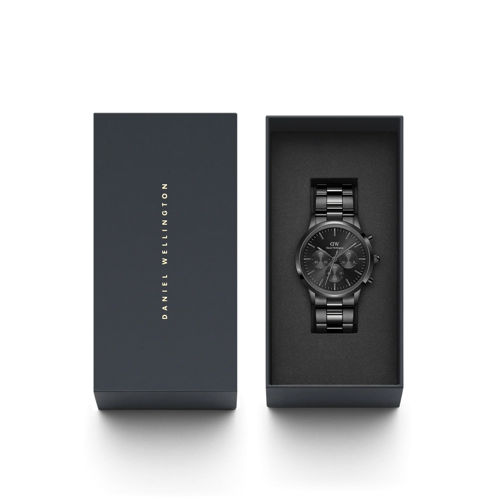 Orologio Daniel Wellington Iconic Chronograph Link Onyx Black DW00100642 Packaging | CICCO Gioielleria
