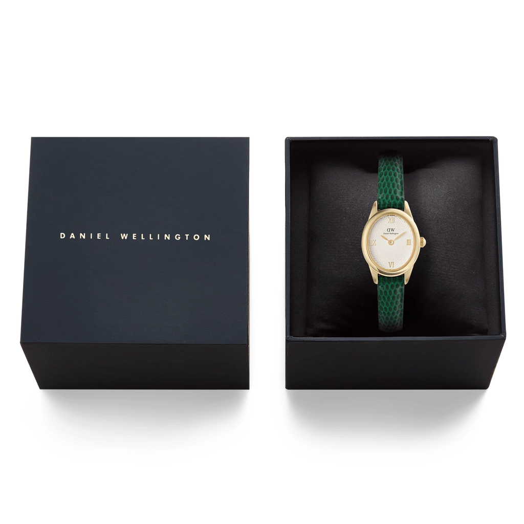 DW00100892 - Ophelia Mini Green Lizard White Guilloché Gold