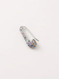 Monorecchino a spilla da balia OR0121 in argento 925 con zirconi colorati su sfondo neutro, CICCO Gioielleria.