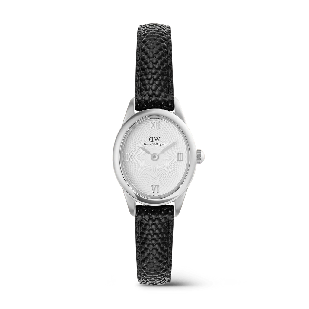 Daniel Wellington DW00100887 Ophelia Mini – Orologio donna quadrante guilloché bianco cinturino pelle nera da CICCO Gioielleria