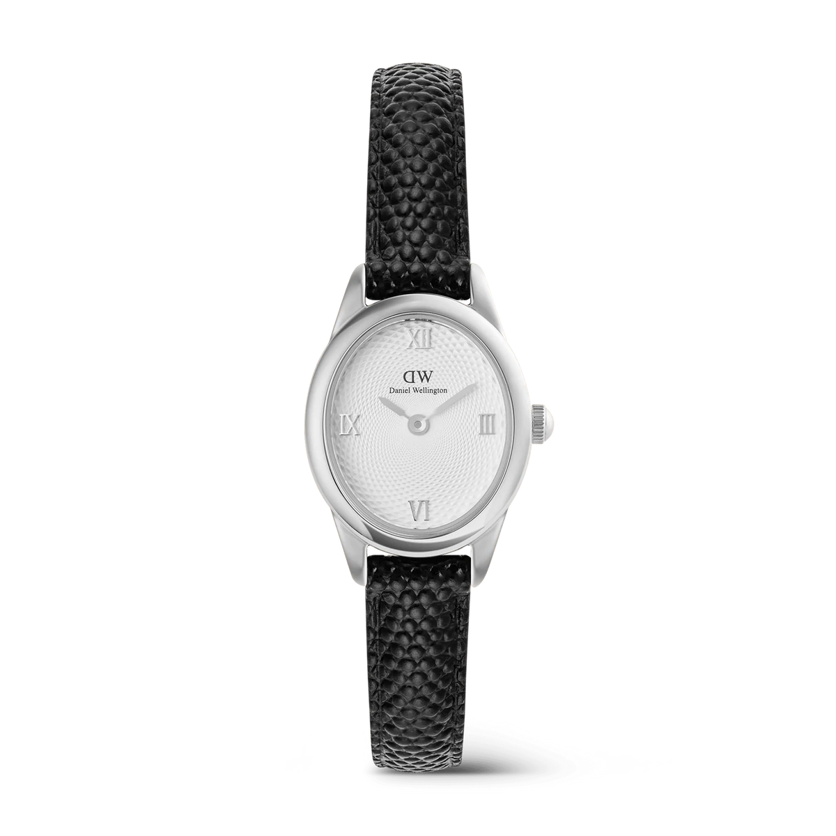Daniel Wellington DW00100887 Ophelia Mini – Orologio donna quadrante guilloché bianco cinturino pelle nera da CICCO Gioielleria