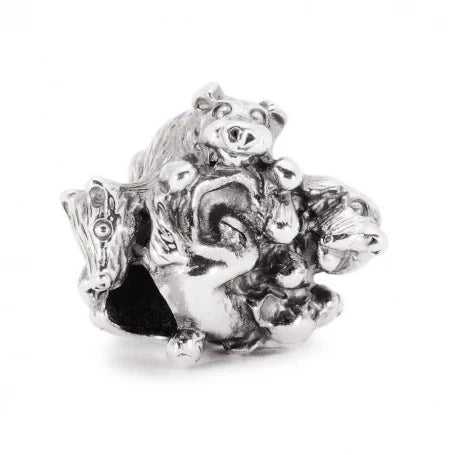 Trollbeads Famiglia di Cuccioli TAGBE-30026 – Bead in argento 925 con cuccioli in rilievo, simbolo di tenerezza e affetti familiari