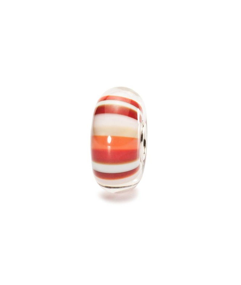 Trollbeads Sapore d’Estate TGLBE-10153, bead in vetro rosso, bianco, arancione e beige, CICCO Gioielleria