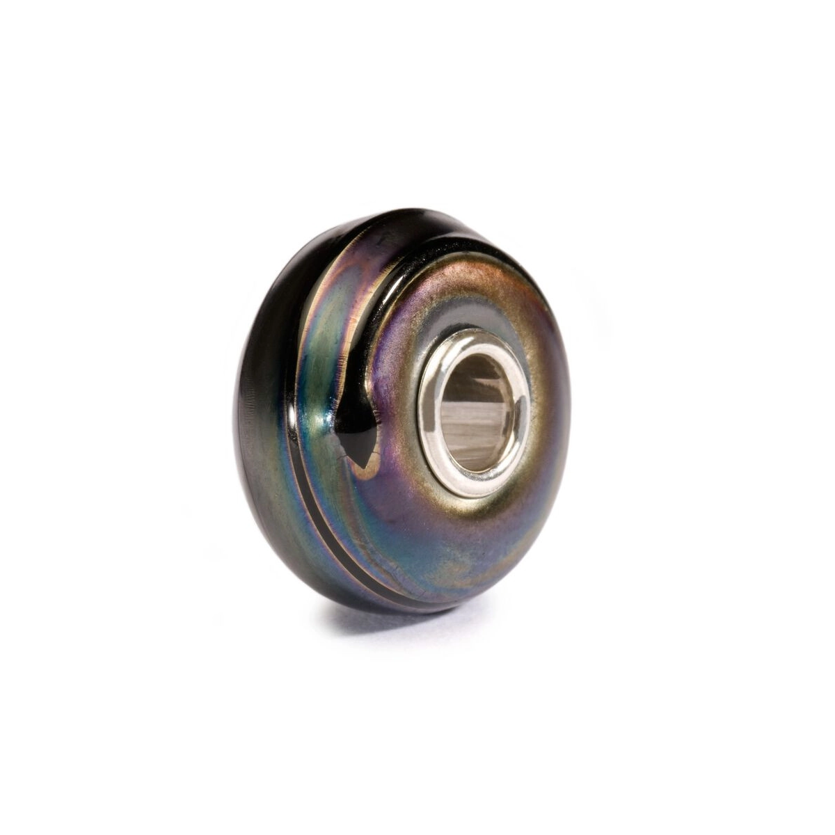 Trollbeads Seta Nera TGLBE-10256 Black Silk – Perla in vetro di Murano fuori produzione | Cicco Gioielleria