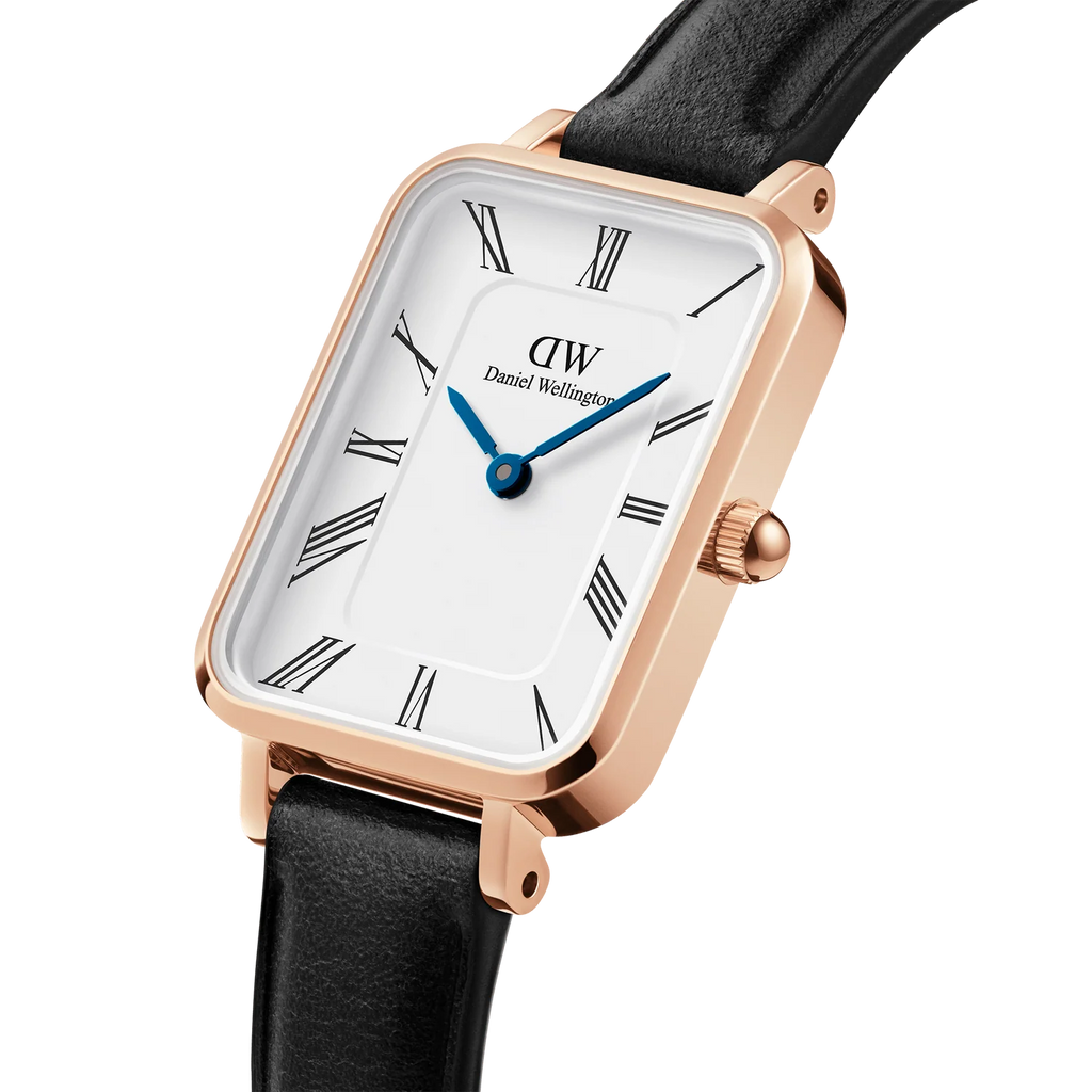 DW00100689 -Quadro Roman Numerals Sheffield Rose Gold