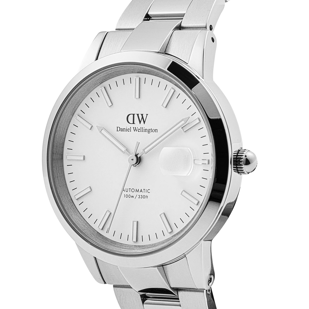 Orologio Daniel Wellington Iconic Link Automatic Silver Quadrante Bianco DW00100754 Dettaglio Cassa | CICCO Gioielleria