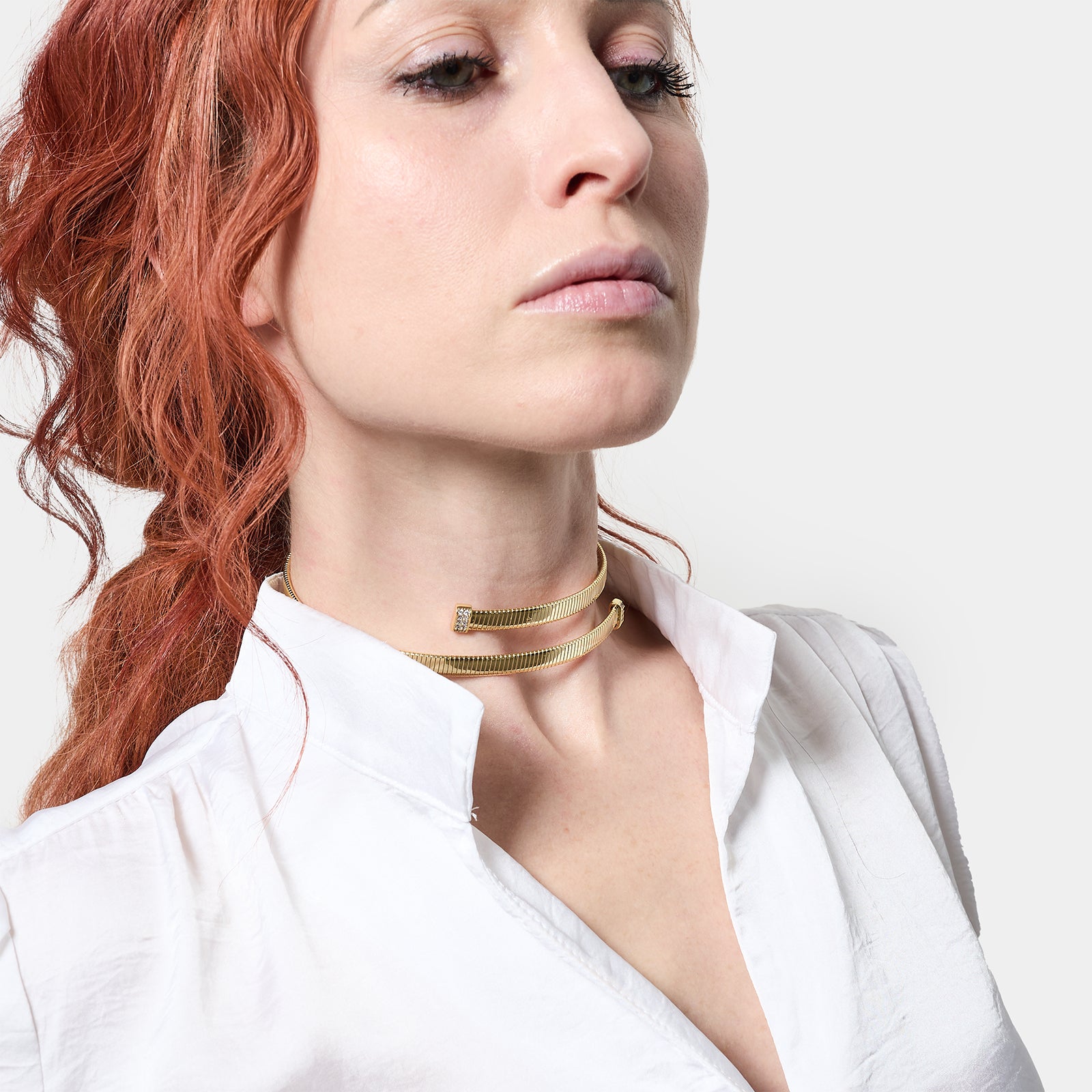 Collana Tubogas con Zirconi UNOAERRE - vista laterale - CICCO Gioielleria
