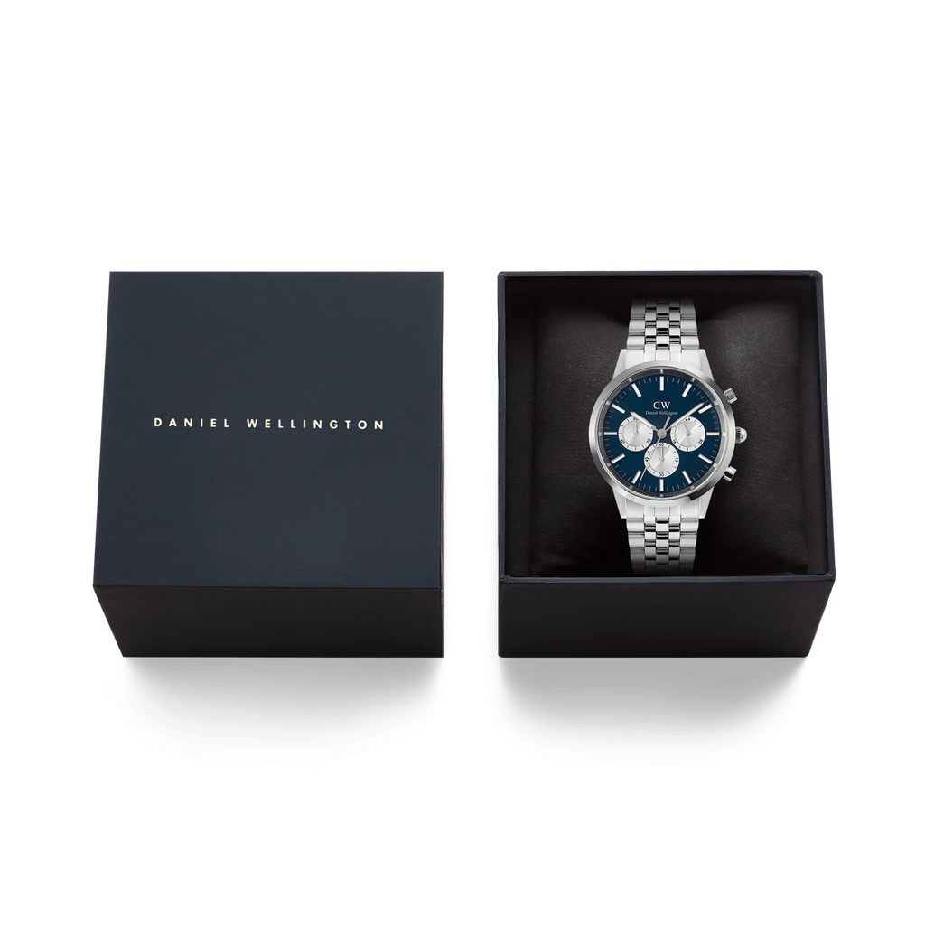 Orologio Daniel Wellington Iconic Chronograph Arch 5-Link Arctic Panda Silver DW00100874 Packaging | CICCO Gioielleria

