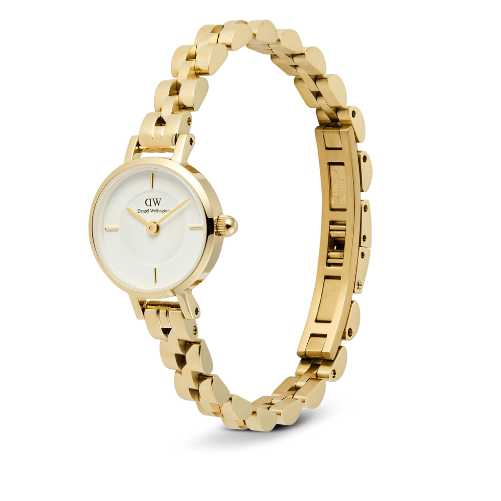 Orologio Daniel Wellington Petite Mini Arch 3-Link White Gold – Vista laterale – Cicco Gioielleria