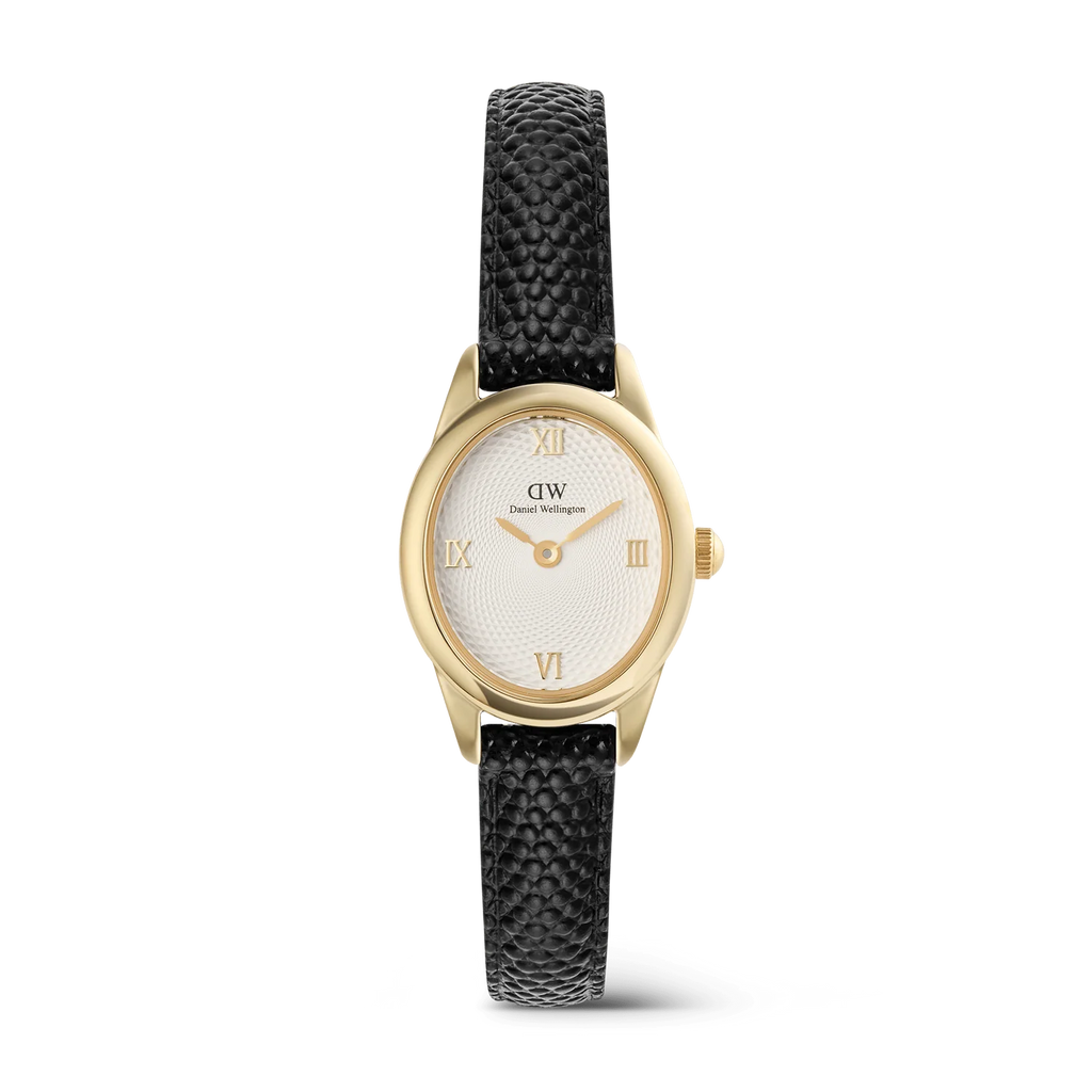 DW00100890 - Ophelia Mini Black Lizard White Guilloché Gold