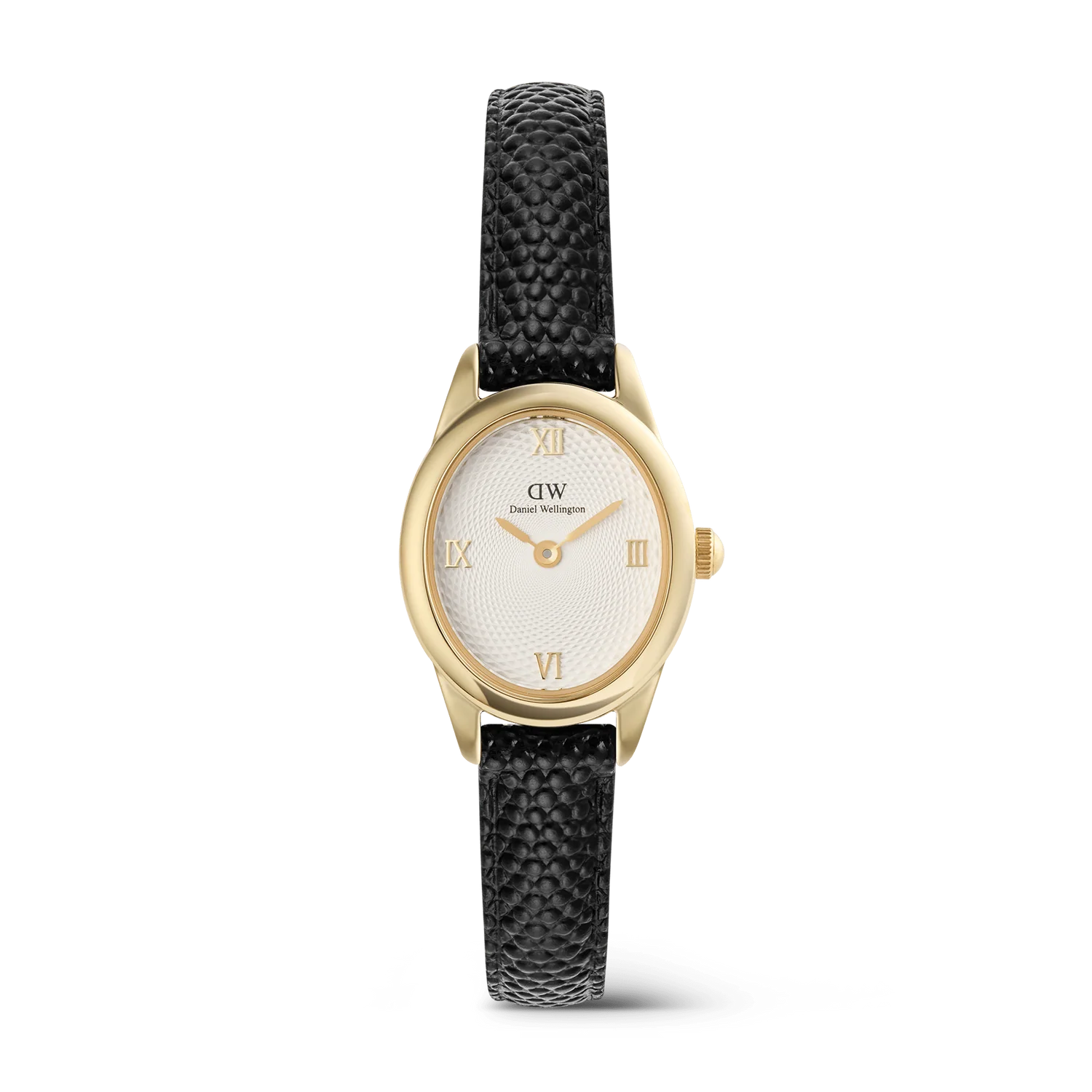 DW00100890 - Ophelia Mini Black Lizard White Guilloché Gold