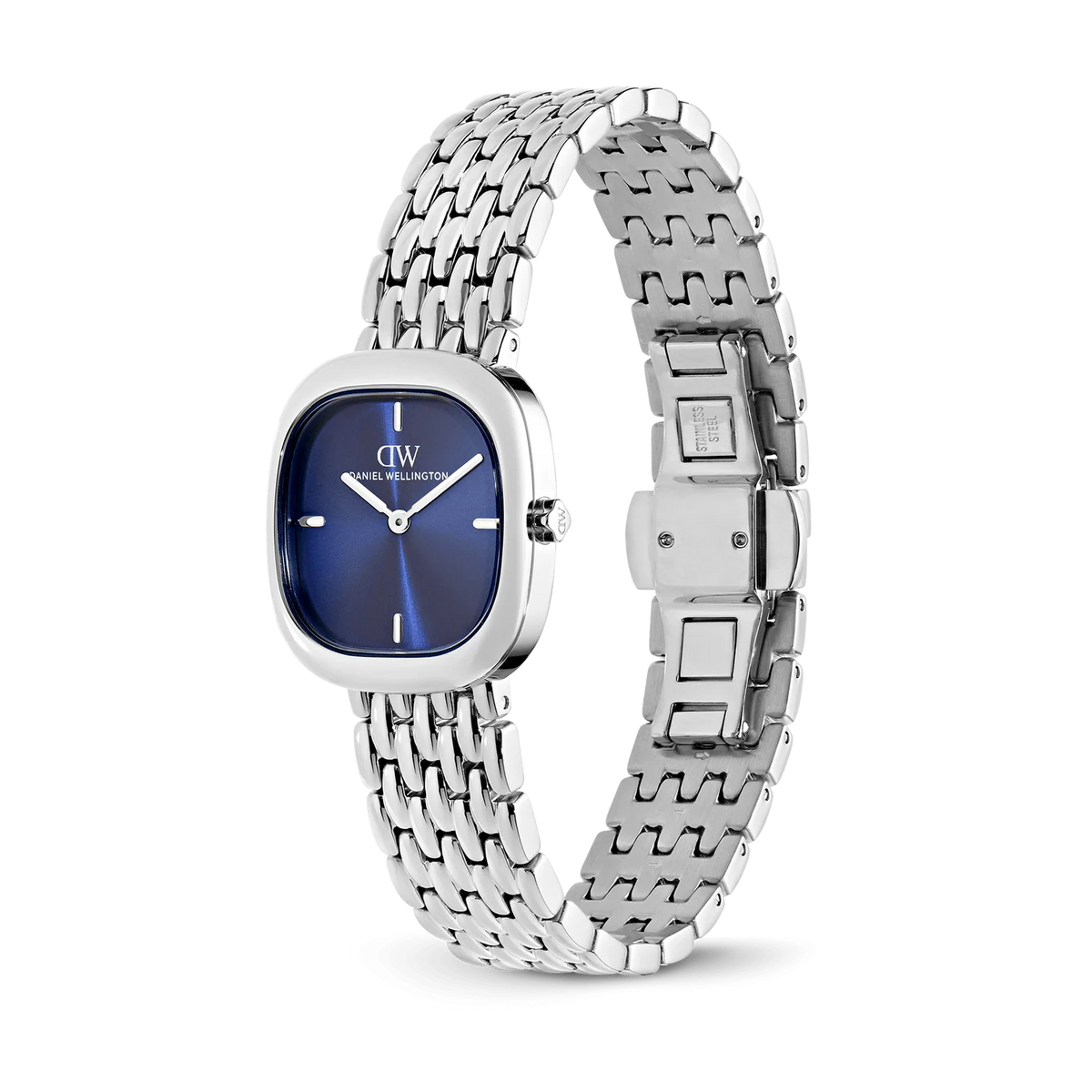 Daniel Wellington Corta DW00100992 vista laterale – Orologio donna silver grain-link al polso – CICCO Gioielleria