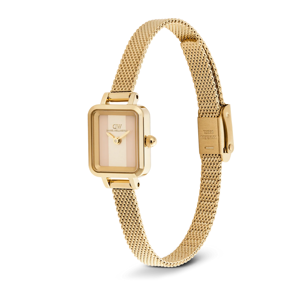 Daniel Wellington DW00100961 vista laterale – Bracciale maglia milanese oro al polso
